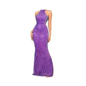 *tags on* Love & Lemonade Sequin Prom/Mardi Gras Ball high-neck Mermaid Gown